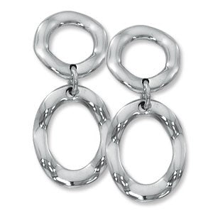 Sterling Silver Small Oval Wavy Disk Earring