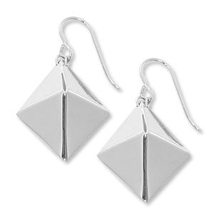 Sterling Silver Pyramid Drop Earrings