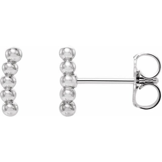Sterling Silver Curved Beaded Earrings