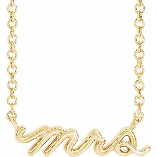 14K Yellow Gold Mrs Necklace - 18inch