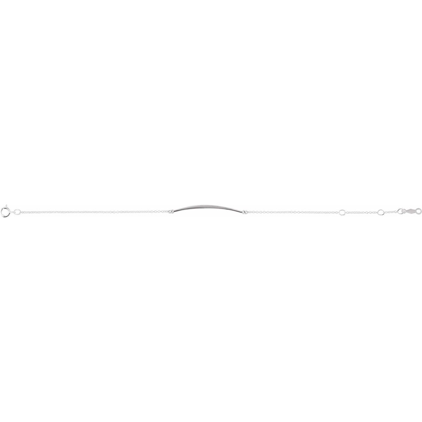 Sterling Silver Curved Bar 6 1/2-7 1/2" Bracelet