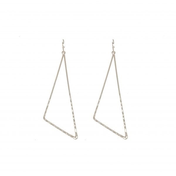 Silver Pulled Triangle Earrings