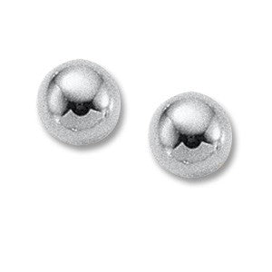 14K White Gold 8mm Polished Button Earrings