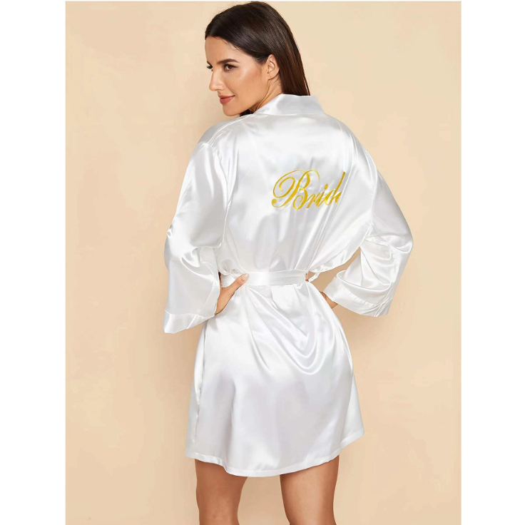 White Robe with Gold Embroidered Bride