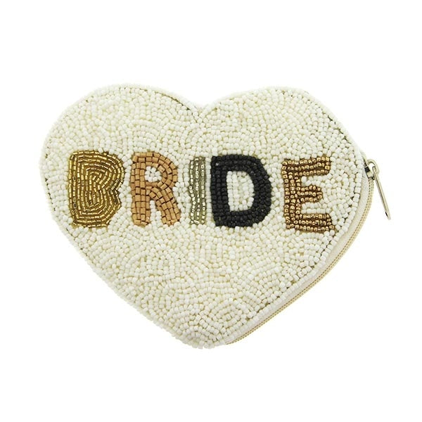 Heart Shaped Beaded Coin Pouch