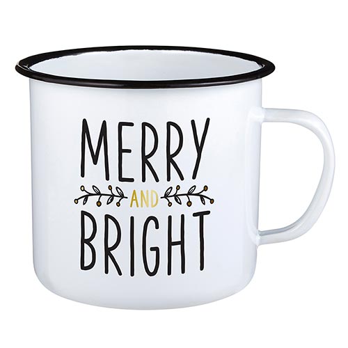 Merry & Bright Holiday Enamel Mug