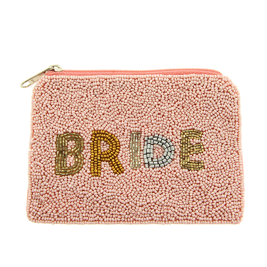 Pink Bride Beaded Coin Pouch