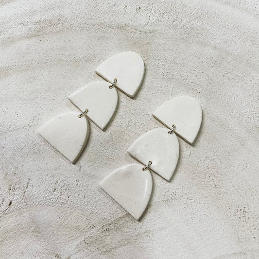 White Glitter Clay Earrings