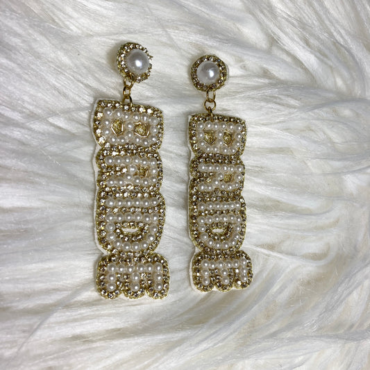 Pearl Bead & CZ Bride Earrings